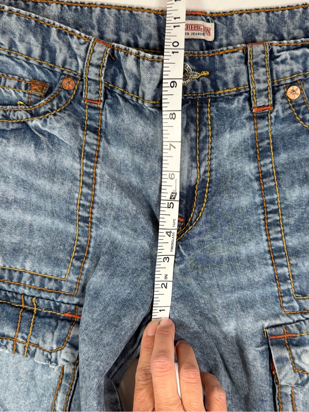 TRUE RELIGION Womens Jessie Super Baggy Cargo Big T Jogger Jeans 28 Y2K Skater - Picture 12 of 16